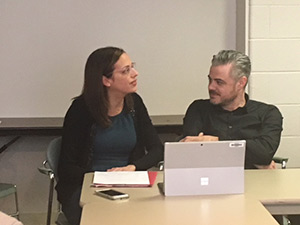 Scott Harrison and Genevieve Shaker discuss celebrity philanthropy for her class.