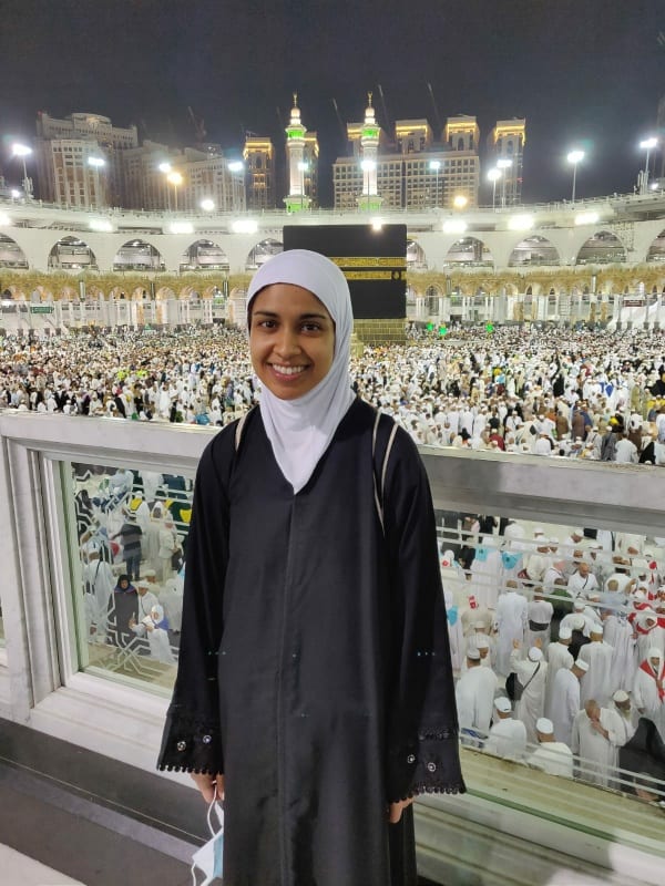 Rafia Khader after the farewell tawaf (Islamic right of pilgrimage)