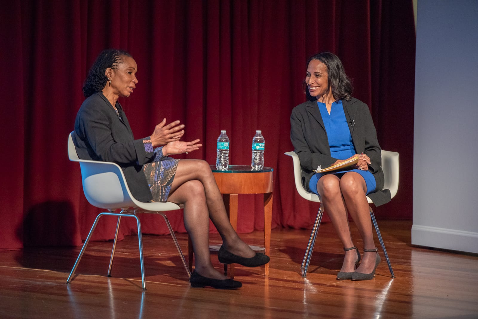 Dr. Helene Gayle, pictured with Dr. Una Osili, kicked off the Diverse Speaker Series
