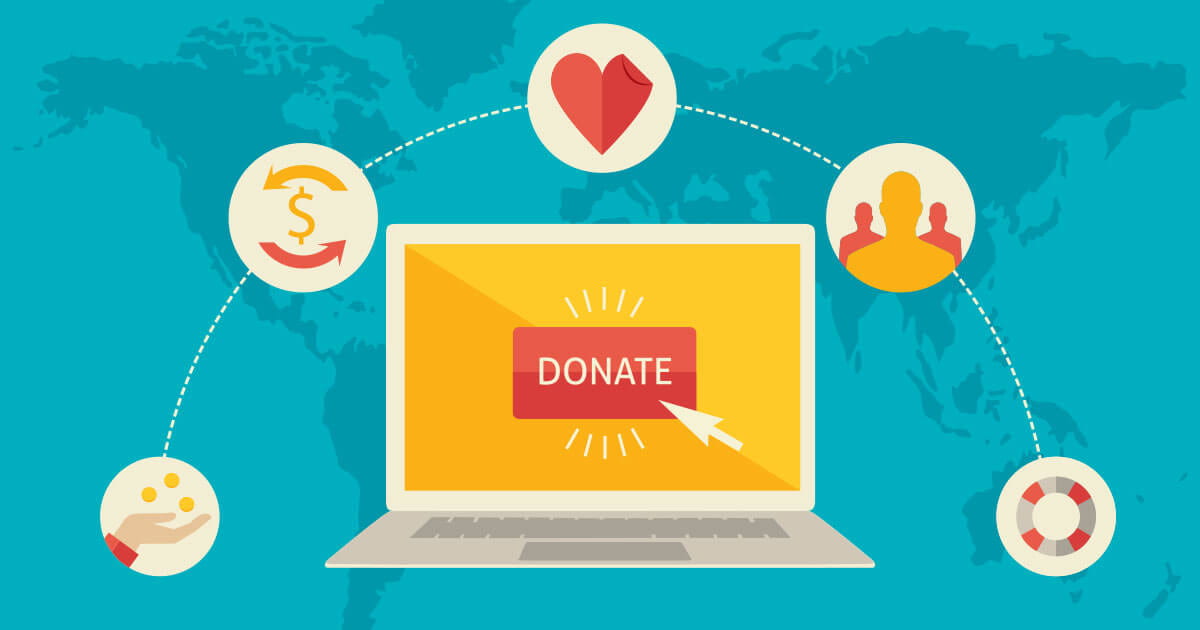 computer with donate message